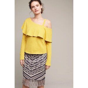 Anthropologie postcard Asymmetrical Ruffle Top